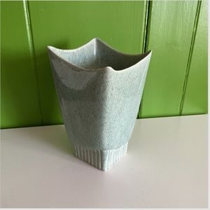 Vtg MCM STANFORD SEBRING TURQUOISE Gold Specks Vase 9.5" Retro USA MADE atomic